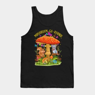 Cute Mushroom Go Round Squirrel Mouse Whimsical Art Tank Top